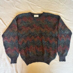 Ingo Vintage Zigzag Crewneck Sweater in Navy, Burgundy, and Forest Green